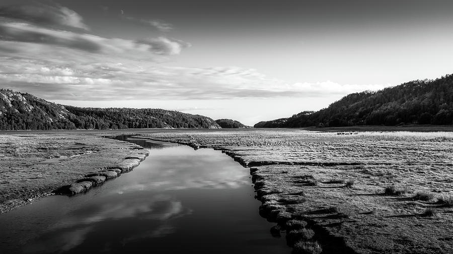 Fjord Landscape In Sunset - Black and White Photograph by Nicklas Gustafsson