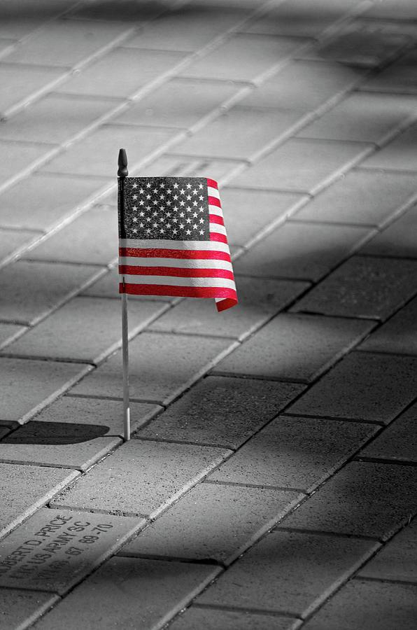 Flag Photograph - Flag and Honor Bricks by Carolyn Marshall