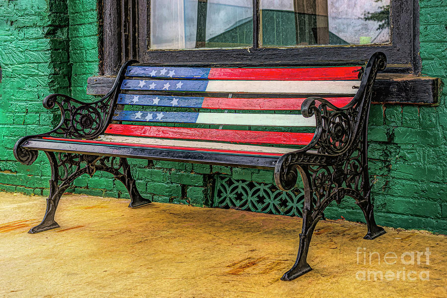 Flag Bench in Adairsville Photograph by Nick Zelinsky Jr