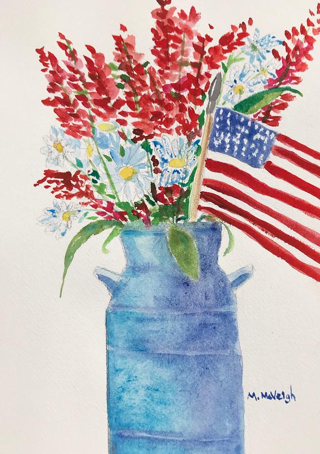 Red White Blue Painting - Flag Day Bouquet by Marita McVeigh Red White Blue Painting - Flag Day Bouquet by Marita McVeigh