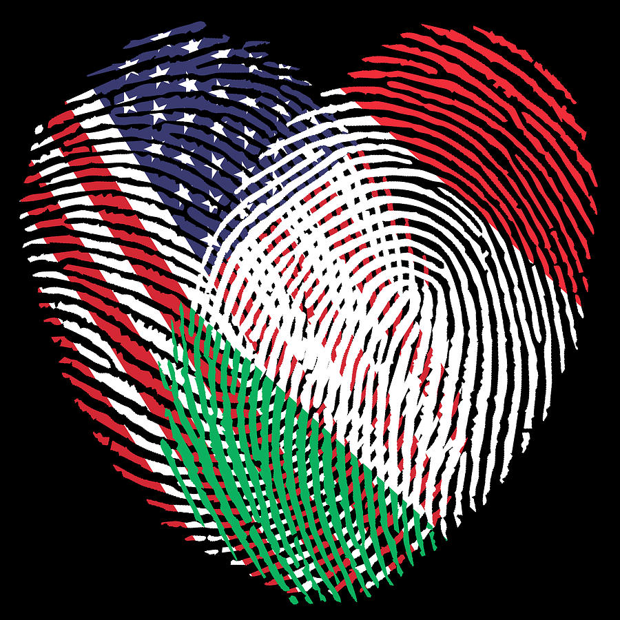 Flag Finger Prints Italy USA Italian Americans Pride Print Painting by Tony Rubino