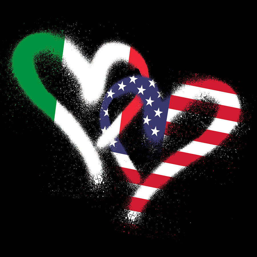 Flag Heart Italy USA Italian Americans Pride Print Painting by Tony Rubino