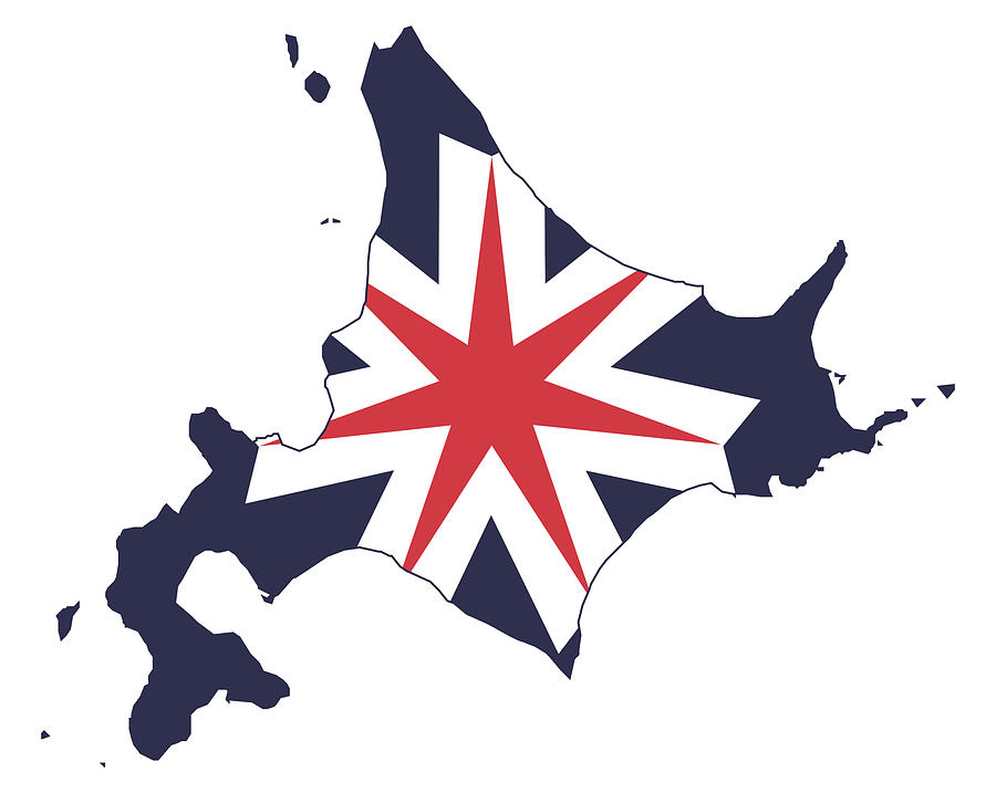 Sapporo Digital Art - Flag Map of Hokkaido Prefecture by A Z