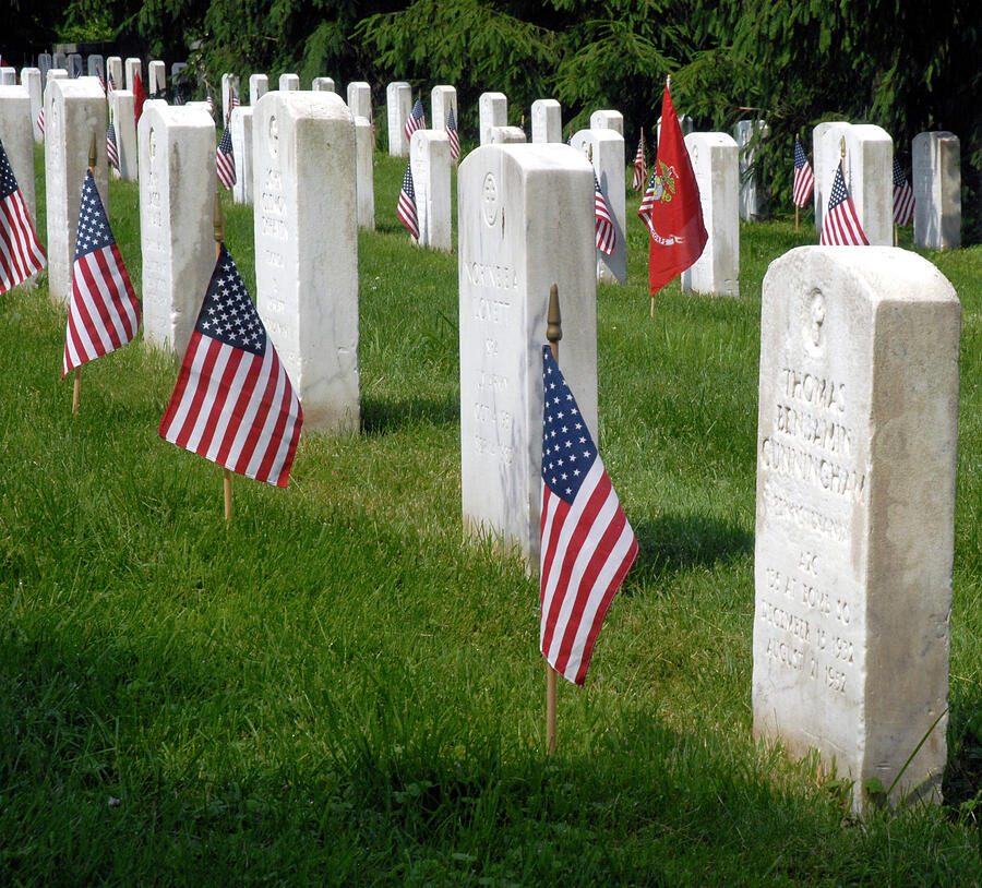 Flag Marked Graves Photograph by Paul W Faust - Impressions of Light