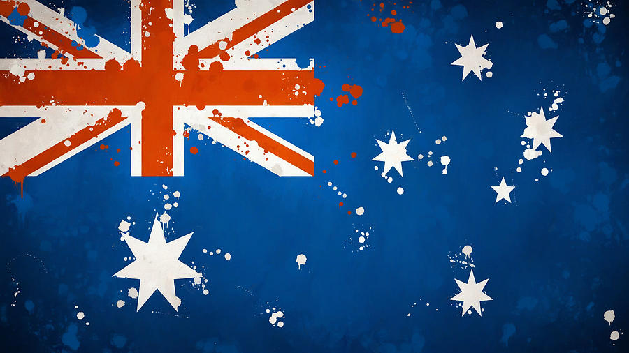 Flag Of Australia Splatter Paint Painting by Dan Sproul