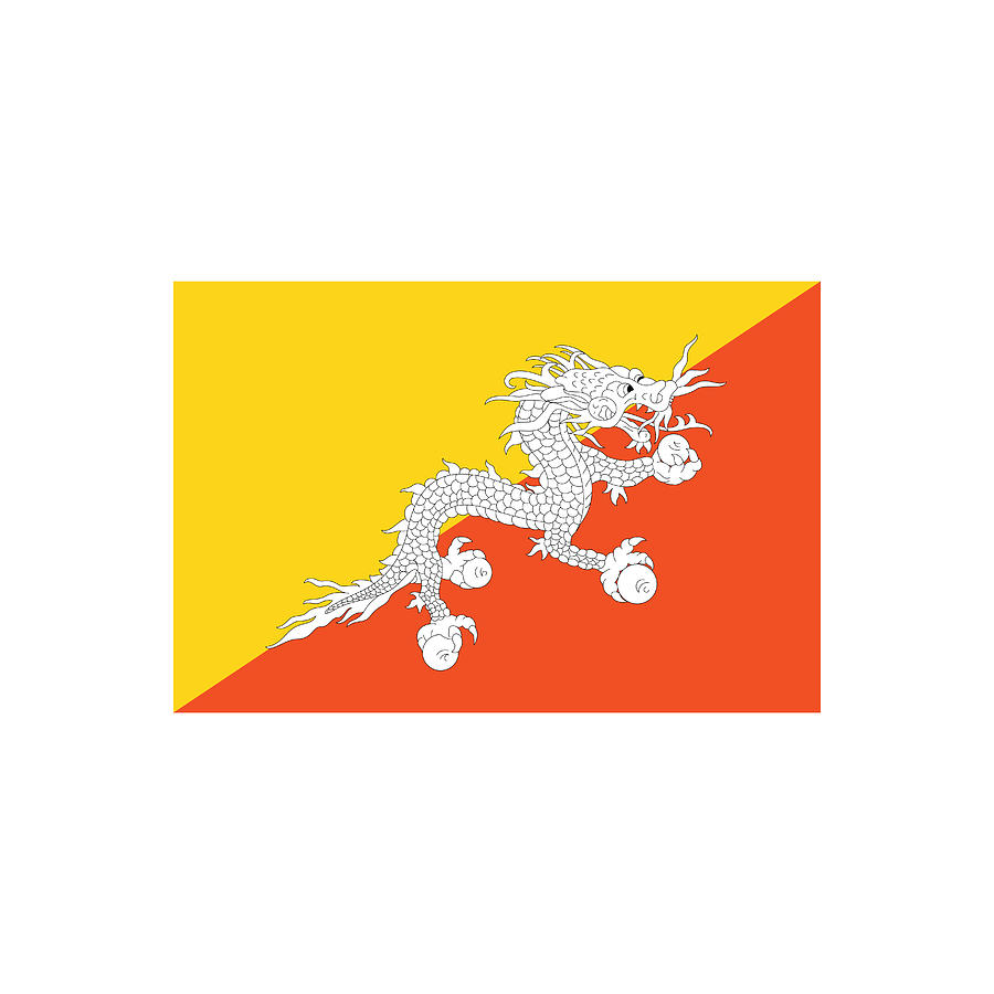 Flag of Bhutan Drawing by Cheryl Lia