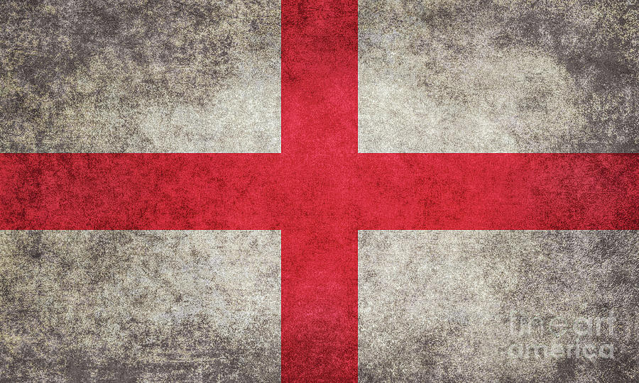 London Digital Art - Flag of England St Georges Cross Vintage version to scale by Sterling Gold