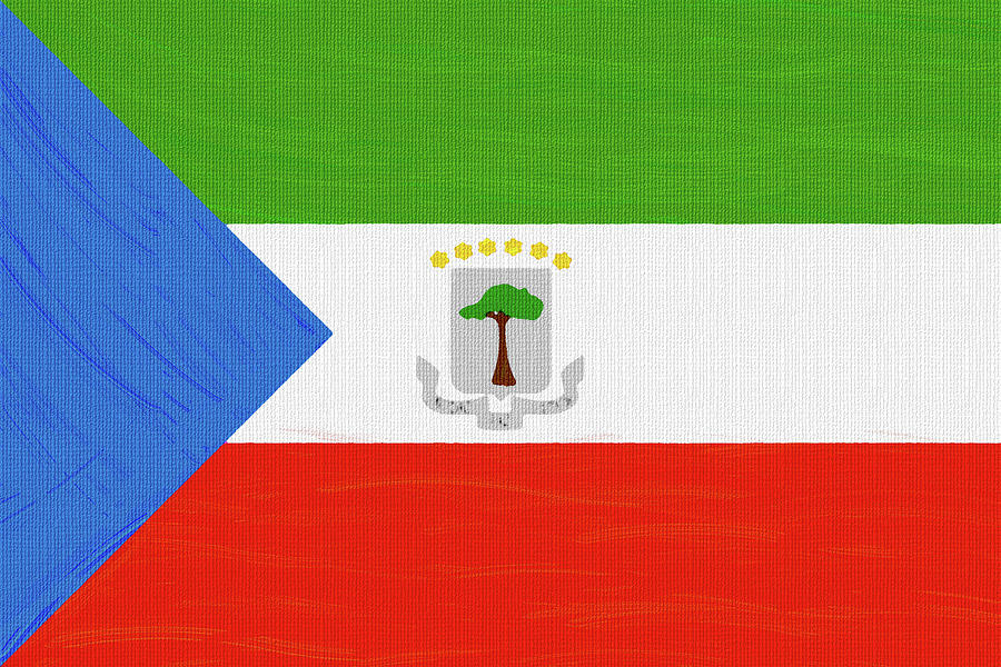 Flag of Equatorial Guinea ,  County Flag Painting ca 2020 by Ahmet Asar Digital Art by Celestial Images