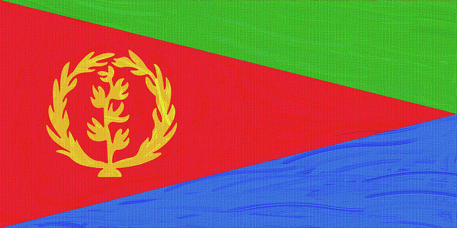 Flag of Eritrea ,  County Flag Painting ca 2020 by Ahmet Asar Digital Art by Celestial Images