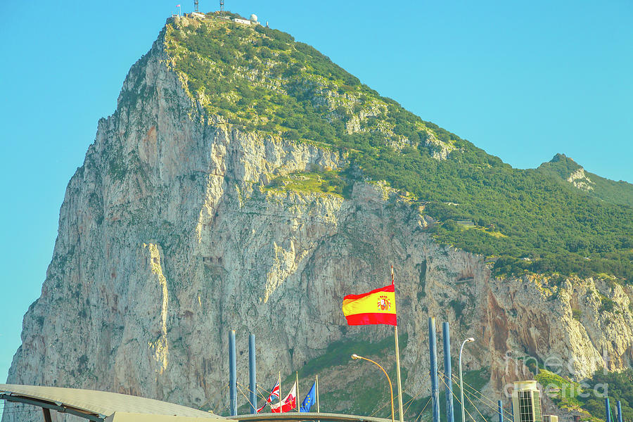 Flag of Europe at Gibraltar border Photograph by Benny Marty