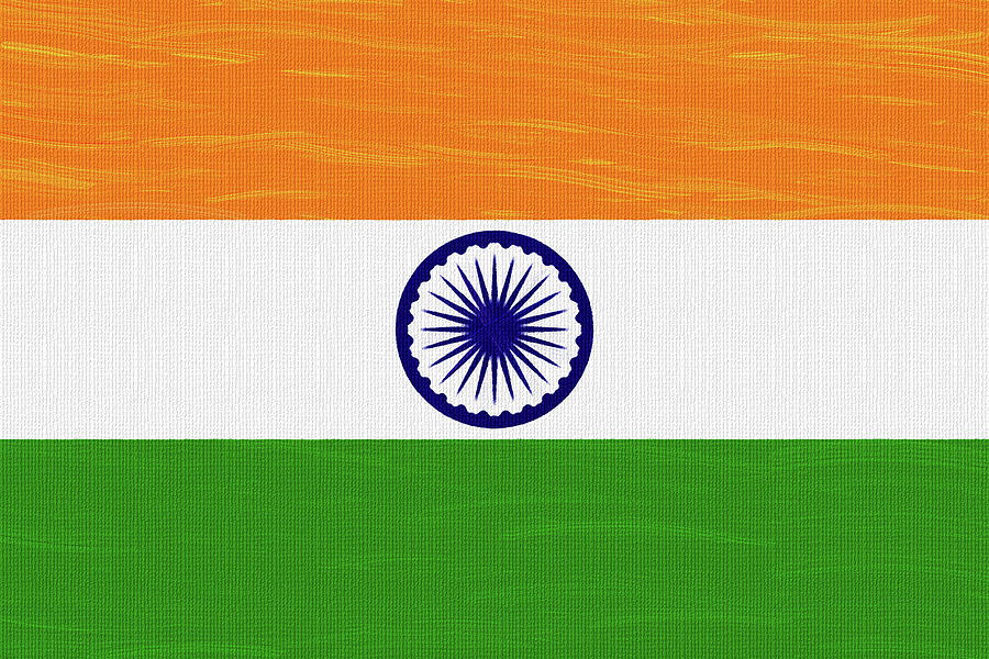 Flag of India ,  County Flag Painting ca 2020 by Ahmet Asar Digital Art by Celestial Images