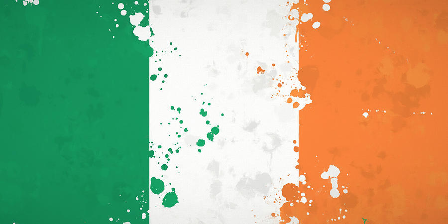 Flag Of Ireland Paint Splatter Painting by Dan Sproul