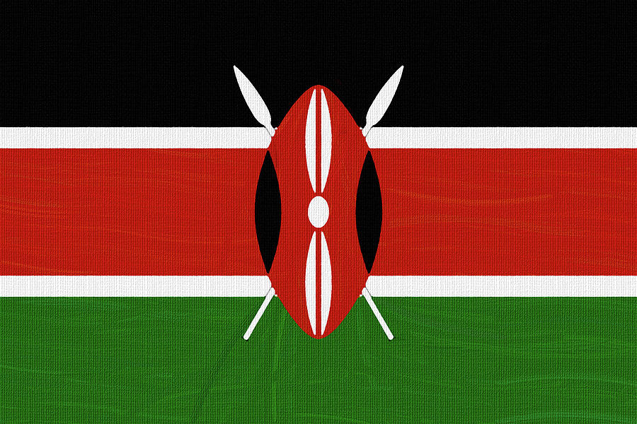 Flag of Kenya ,  County Flag Painting ca 2020 by Ahmet Asar Digital Art by Celestial Images