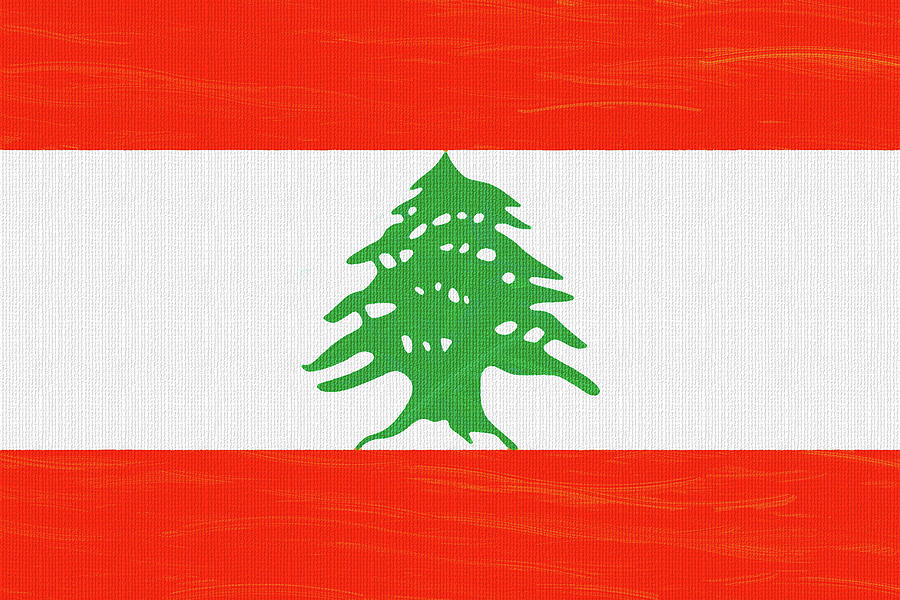 Flag of Lebanon ,  County Flag Painting ca 2020 by Ahmet Asar Digital Art by Celestial Images