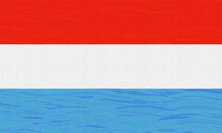 Flag of Luxembourg ,  County Flag Painting ca 2020 by Ahmet Asar Digital Art by Celestial Images