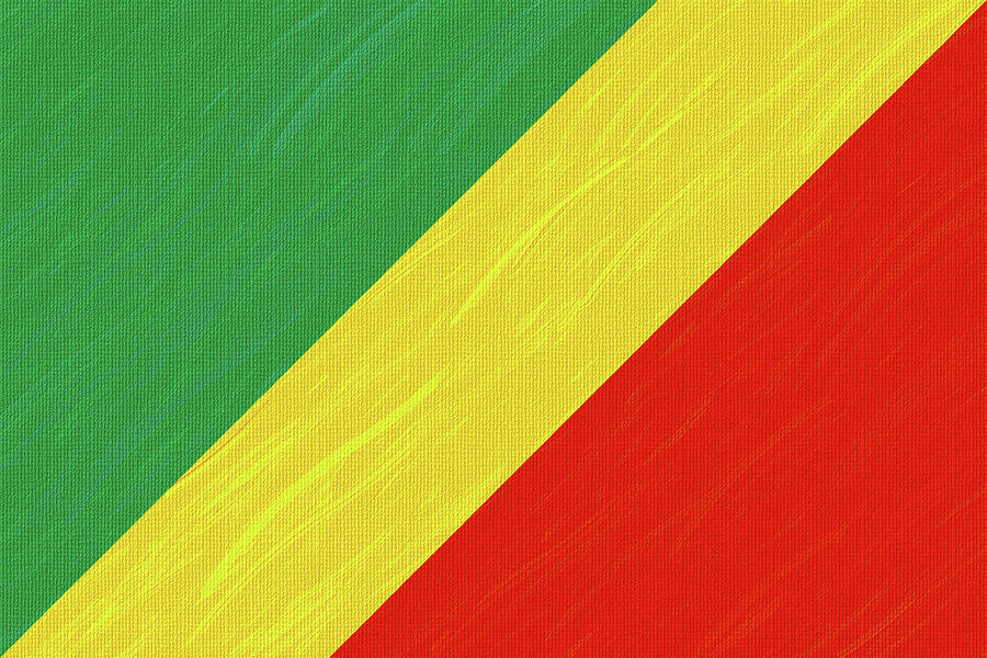 Flag Of Republic Of The Congo ,  County Flag Painting Ca 2020 By Ahmet Asar Digital Art