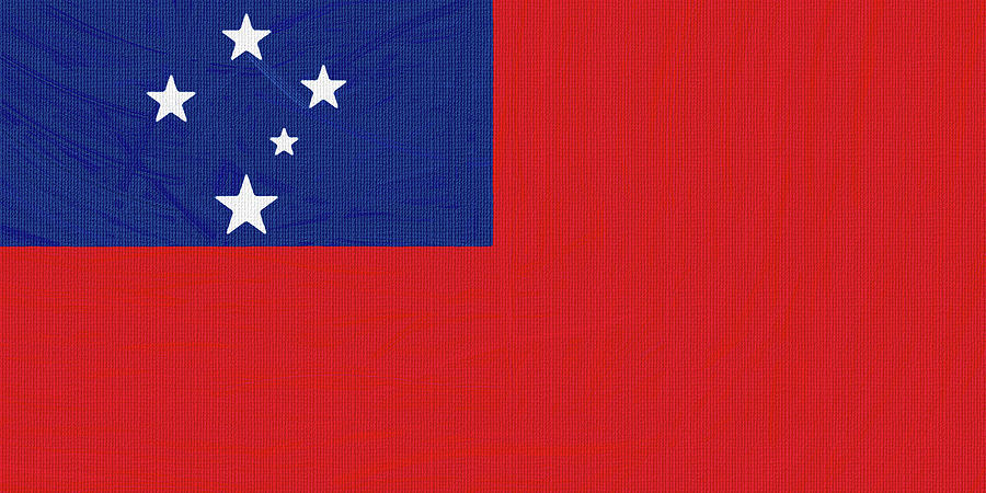 Flag of Samoa ,  County Flag Painting ca 2020 by Ahmet Asar Digital Art by Celestial Images
