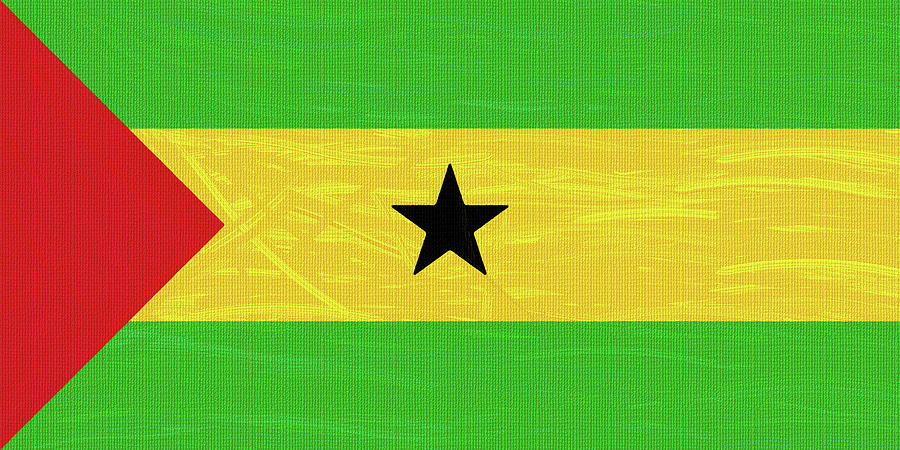 Flag Of Sao Tome And Principe ,  County Flag Painting Ca 2020 By Ahmet Asar Digital Art