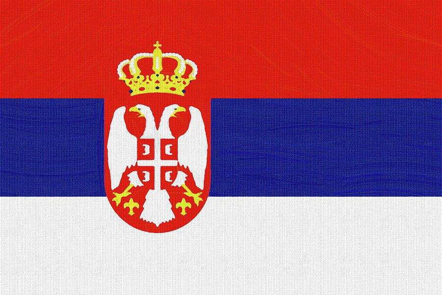Flag of Serbia ,  County Flag Painting ca 2020 by Ahmet Asar Digital Art by Celestial Images