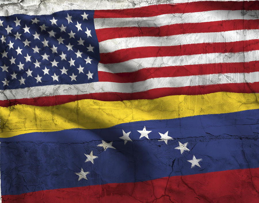 Flag of Venezuela and USA flag texture horizontal Photograph by Matt Anderson Photography