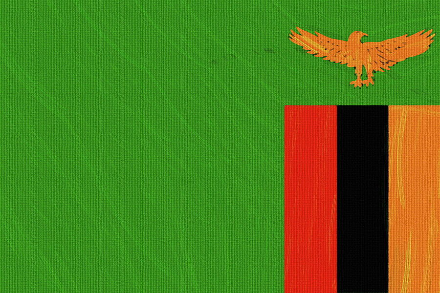 Flag Of Zambia ,  County Flag Painting Ca 2020 By Ahmet Asar Digital Art