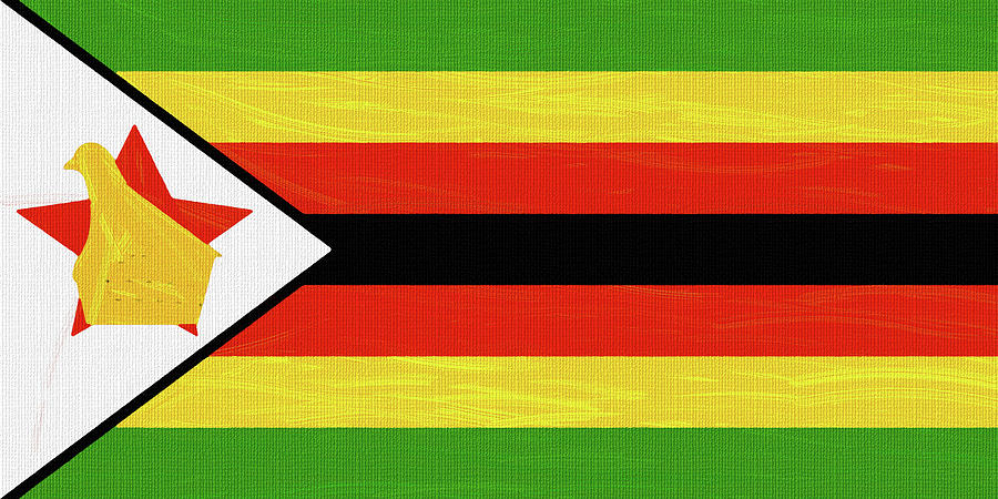 Flag Of Zimbabwe ,  County Flag Painting Ca 2020 By Ahmet Asar Digital Art