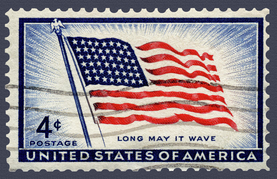 Flag stamp with 48 stars. Photograph by Phil Cardamone