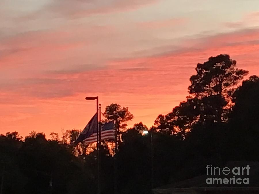Flag Sunset Photograph by Catherine Wilson