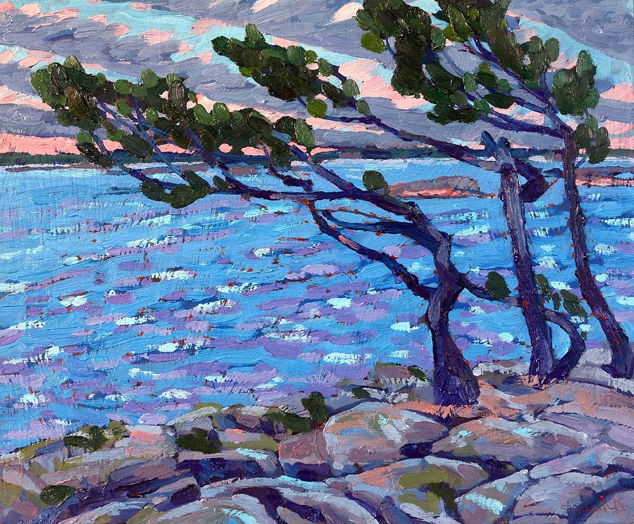 Flagged Pines of Lally Island Painting by Phil Chadwick