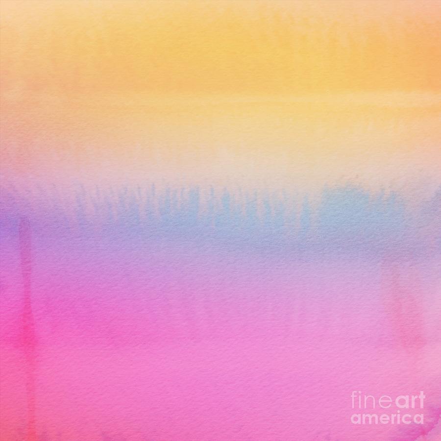 Flagi - Artistic Colorful Abstract Yellow Pink Watercolor Painting Digital Art Digital Art by Sambel Pedes