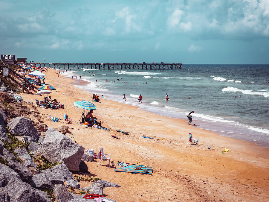 Flagler Beach and Pier, Florida Photograph by Dawna Moore Photography