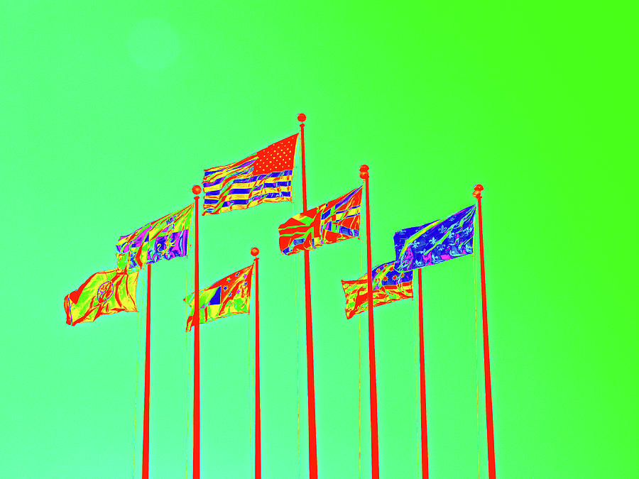 Flags Against A Green Sky Digital Art by David Desautel