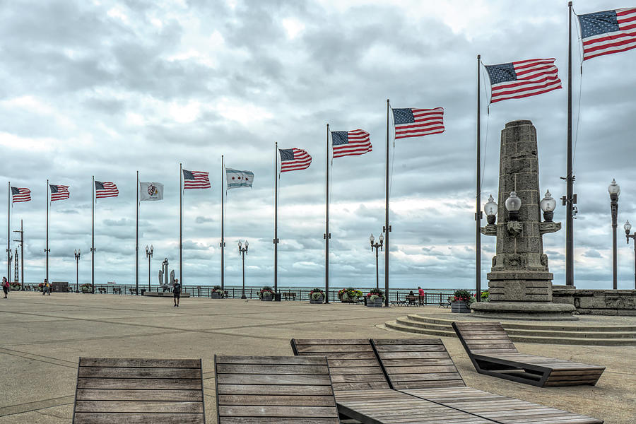 Flags at Navy Pier Photograph by Sharon Popek