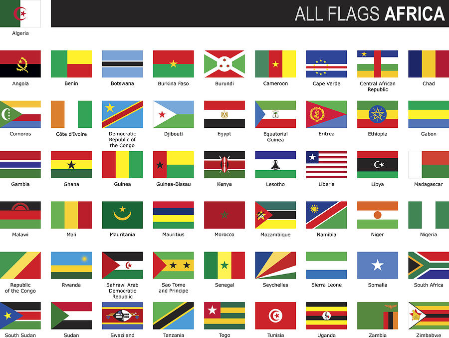 flags of Africa Drawing by Kosmozoo