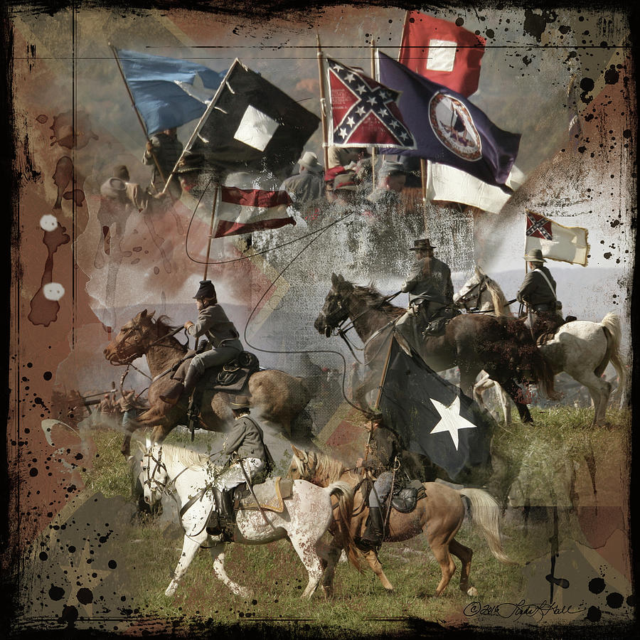 Horse Digital Art - Flags of the Confederacy by Linda Lee Hall
