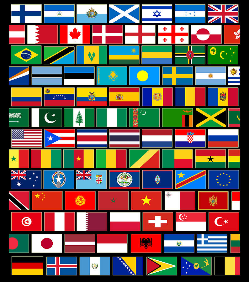 Flags of the Countries of the World, International Digital Art by Lev ...