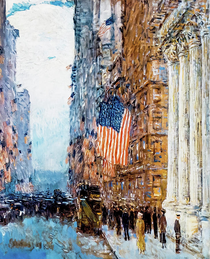 Flags on the Waldorf by Childe Hassam 1916 Painting by Childe Hassam