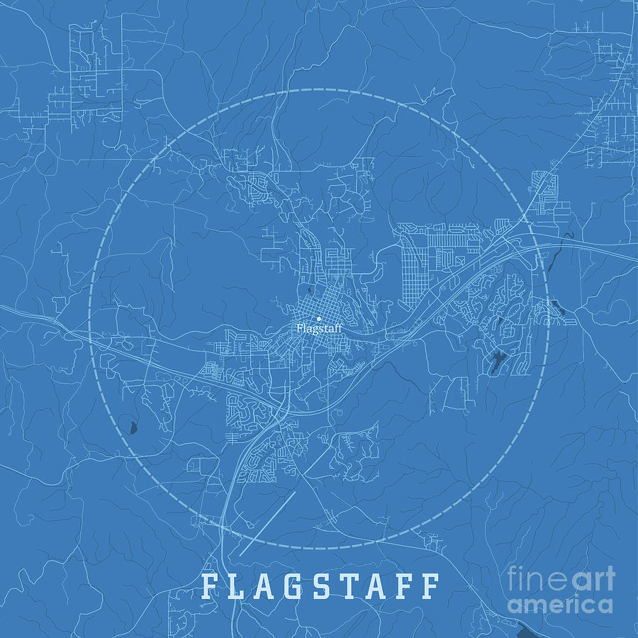 Flagstaff AZ City Vector Road Map Blue Text Digital Art by Frank ...