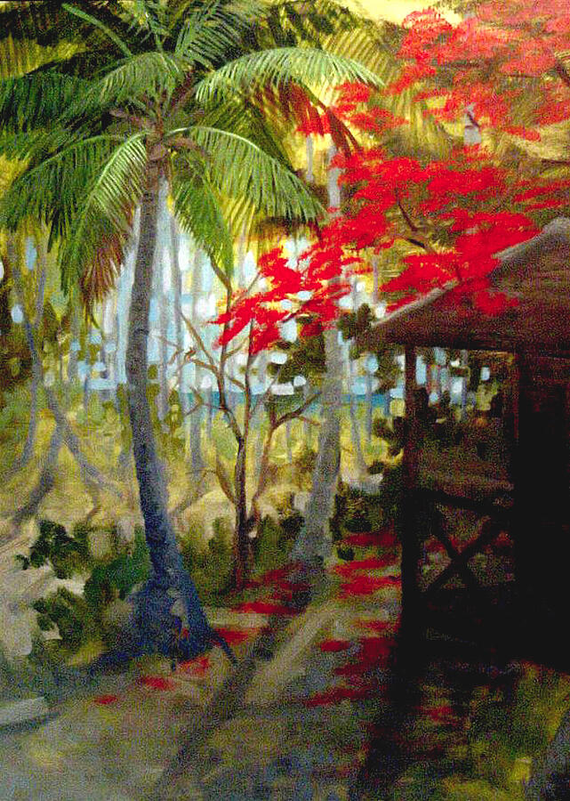 Flamboyan y El Palmar  Painting by Samuel Lind