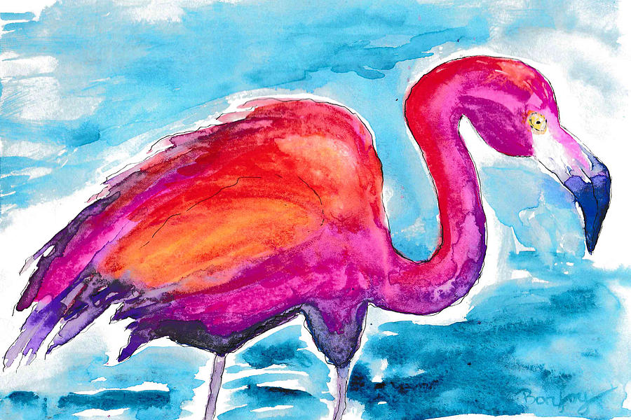 Flamboyant Flamingo Painting by Bonny Puckett