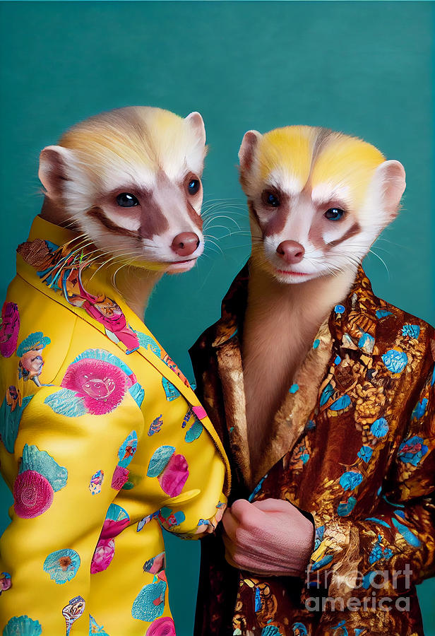 Flamboyantly  Fashionable  Flirtatious  Ferrets  By Asar Studios Digital Art