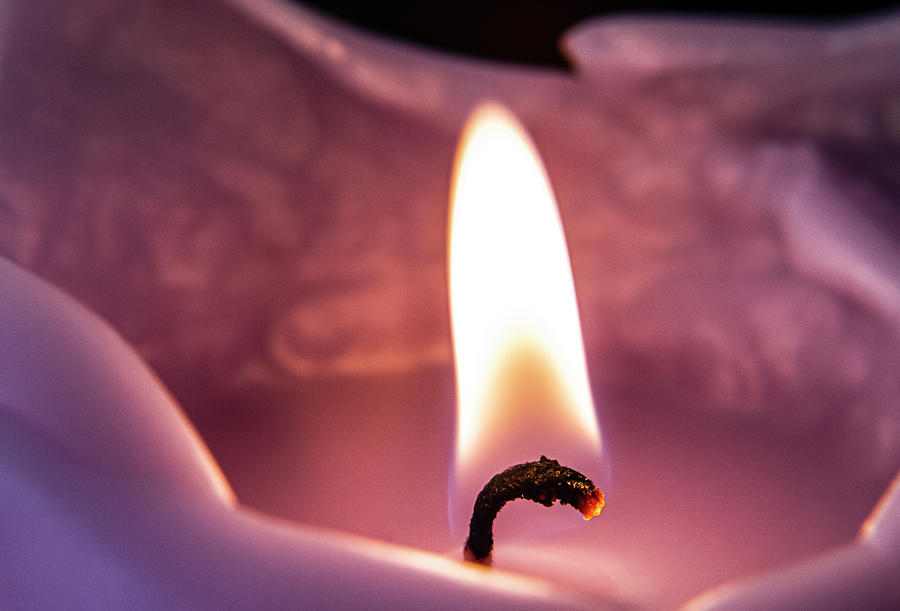 Flame in Lavender Candle Photograph by Bonnie Follett