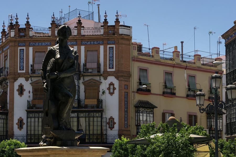 Flamenco Dancer Statue in Barrio de Triana - Quintessential Seville Andalusia Spain Photograph by Georgia Mizuleva