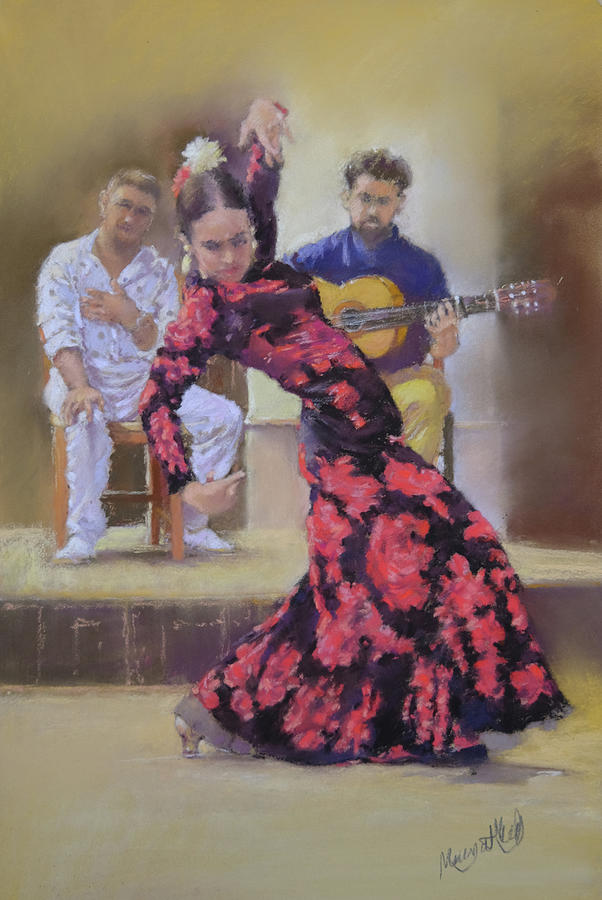 Flamenco En La Plaza Painting by Margaret Merry