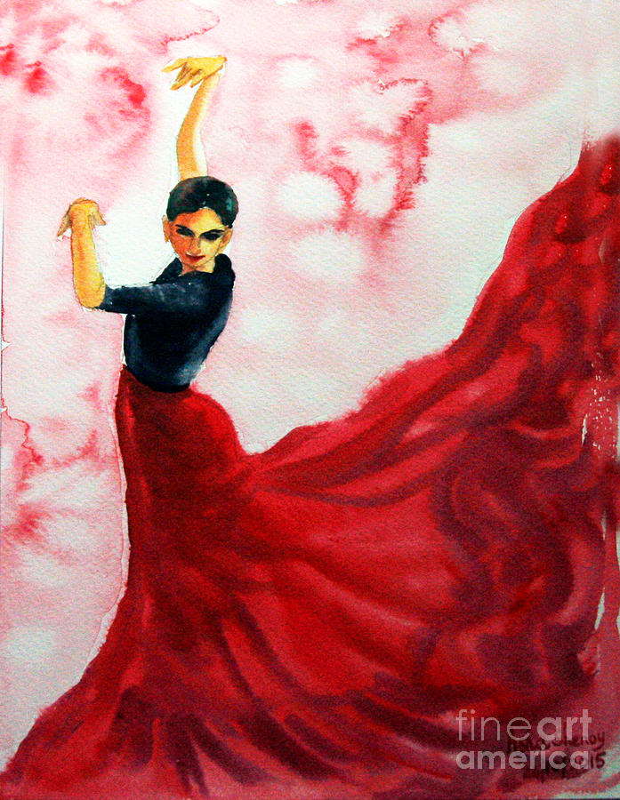 Flamenco red Painting by Asha Sudhaker Shenoy