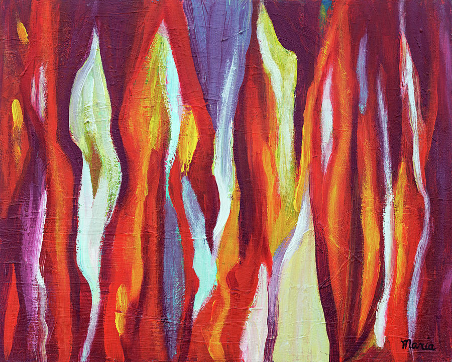 Abstract Painting - Flames by Maria Meester