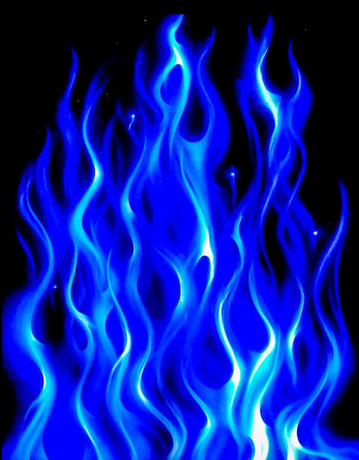 Flames of Blue Mixed Media by Teresa Trotter