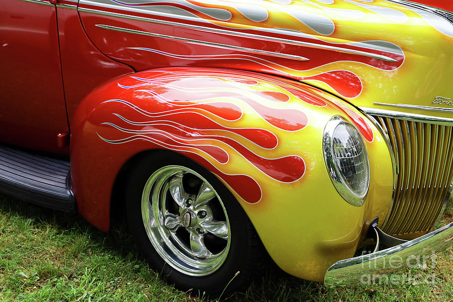 Flames On Customized Ford Deluxe 1672 Photograph
