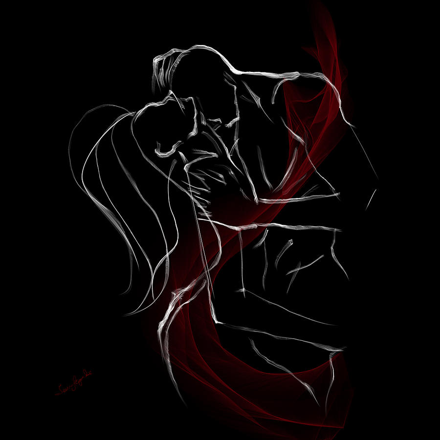 Flaming Passion - Unconditional Love Art -Intimate Sexy Art Painting by Lourry Legarde