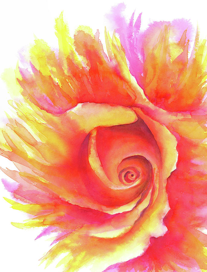 Flaming rose Painting by Karen Kaspar